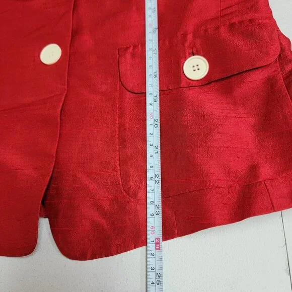 Lafayette 148 Womens Red 100% Silk Professional Blazer Jacket Sz 8 Luxury Career - Picture 8 of 12